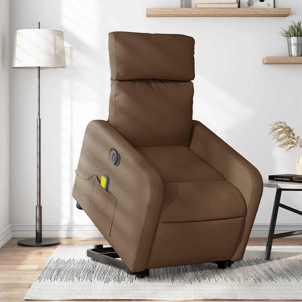 Sta-op-massagestoel elektrisch verstelbaar stof bruin is nu te koop bij PeponiXL, paradijselijk wonen!
