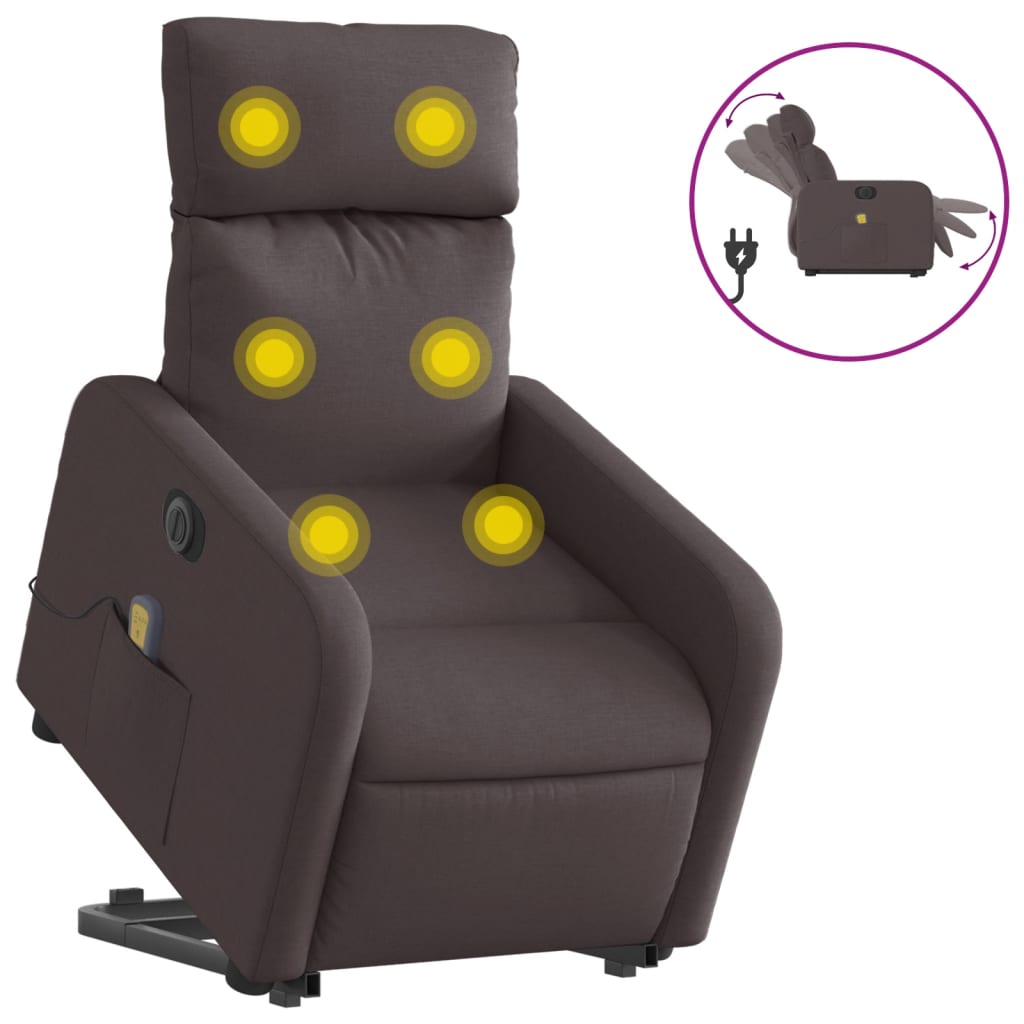 Sta-op-massagestoel elektrisch verstelbaar stof donkerbruin is nu te koop bij PeponiXL, paradijselijk wonen!