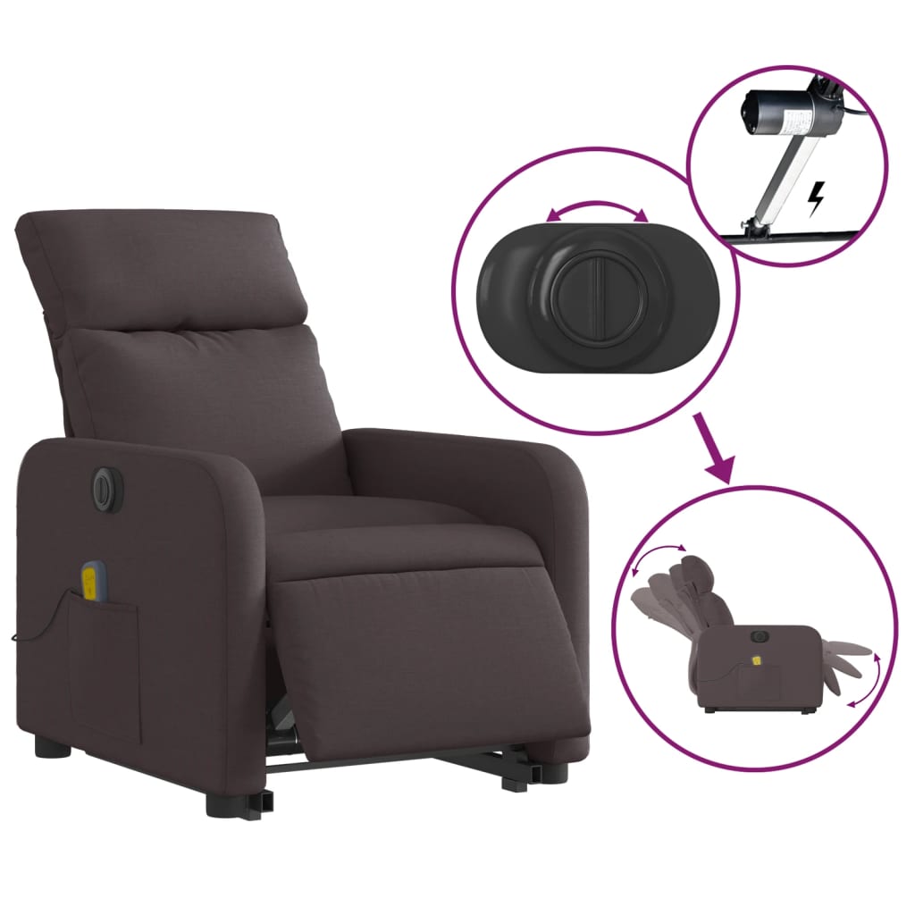 Sta-op-massagestoel elektrisch verstelbaar stof donkerbruin is nu te koop bij PeponiXL, paradijselijk wonen!