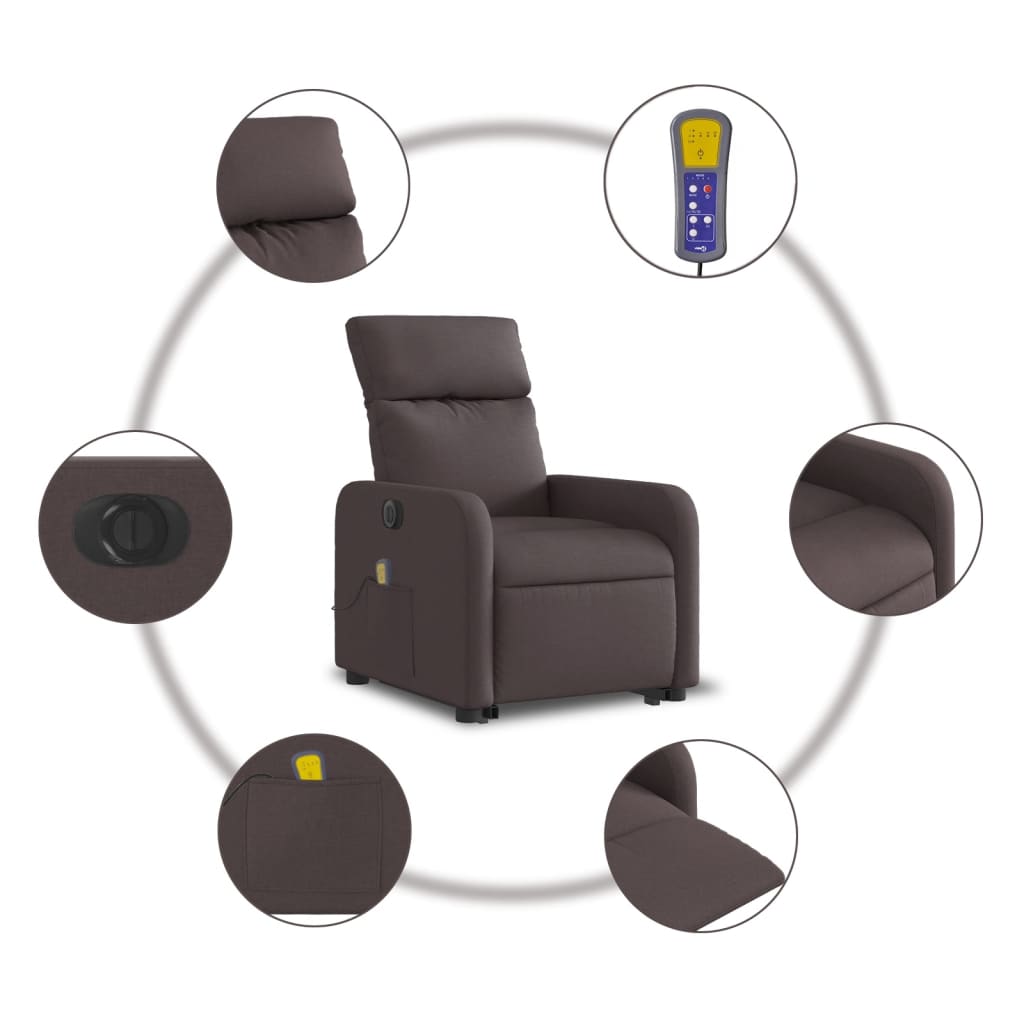 Sta-op-massagestoel elektrisch verstelbaar stof donkerbruin is nu te koop bij PeponiXL, paradijselijk wonen!