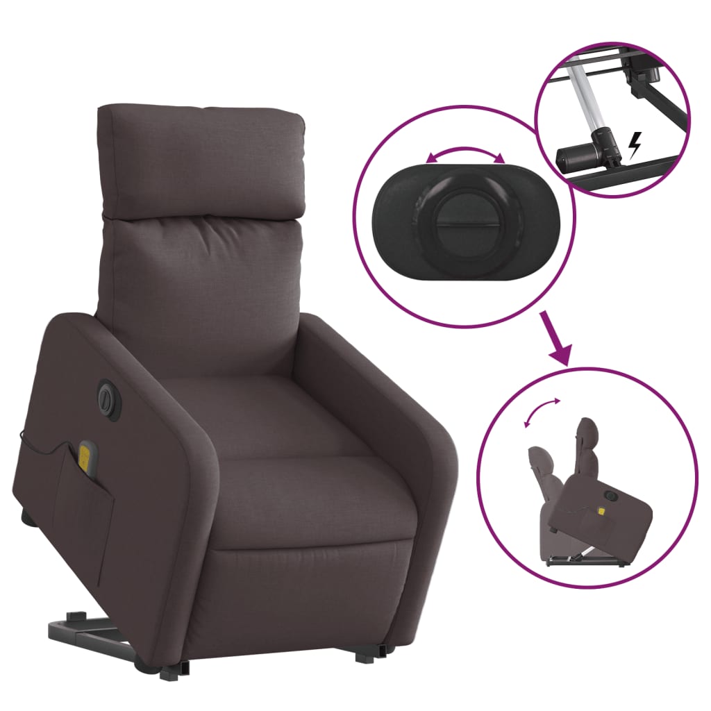 Sta-op-massagestoel elektrisch verstelbaar stof donkerbruin is nu te koop bij PeponiXL, paradijselijk wonen!