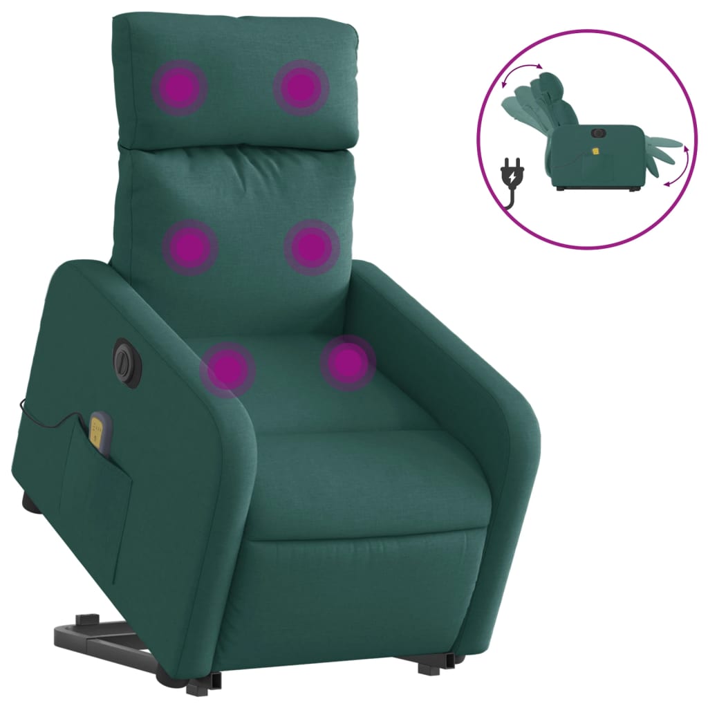Sta-op-massagestoel elektrisch verstelbaar stof donkergroen is nu te koop bij PeponiXL, paradijselijk wonen!