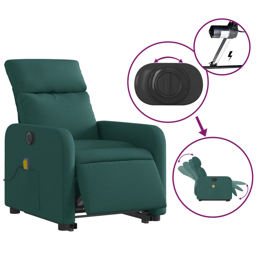 Sta-op-massagestoel elektrisch verstelbaar stof donkergroen is nu te koop bij PeponiXL, paradijselijk wonen!