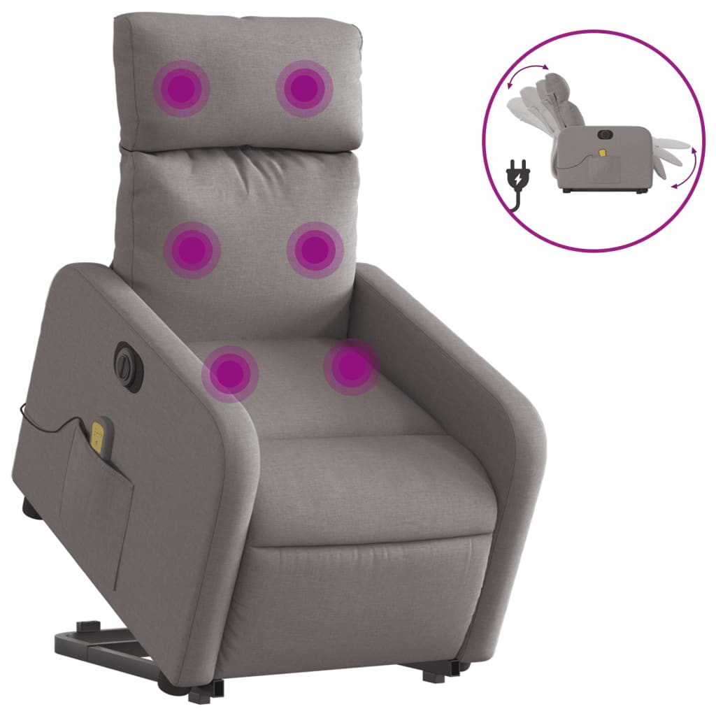 Sta-op-massagestoel elektrisch verstelbaar stof taupe is nu te koop bij PeponiXL, paradijselijk wonen!