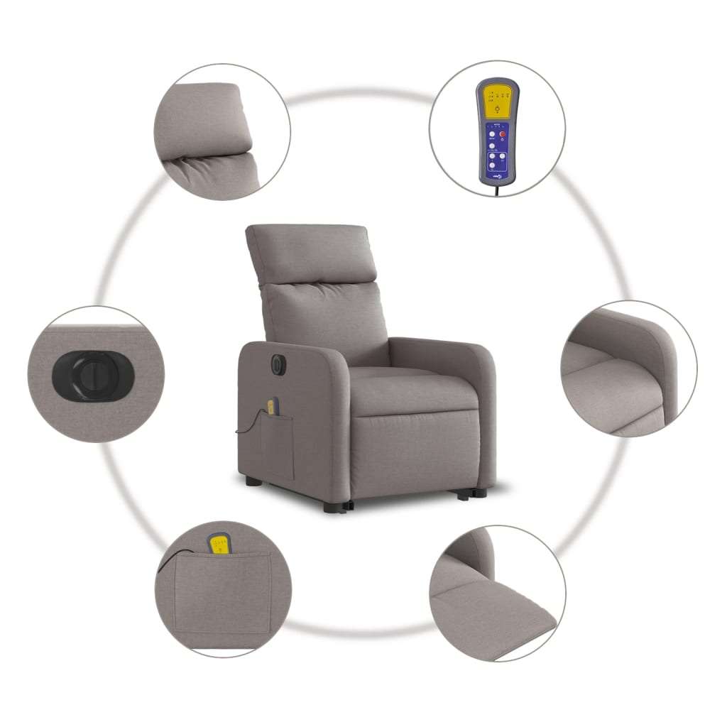 Sta-op-massagestoel elektrisch verstelbaar stof taupe is nu te koop bij PeponiXL, paradijselijk wonen!