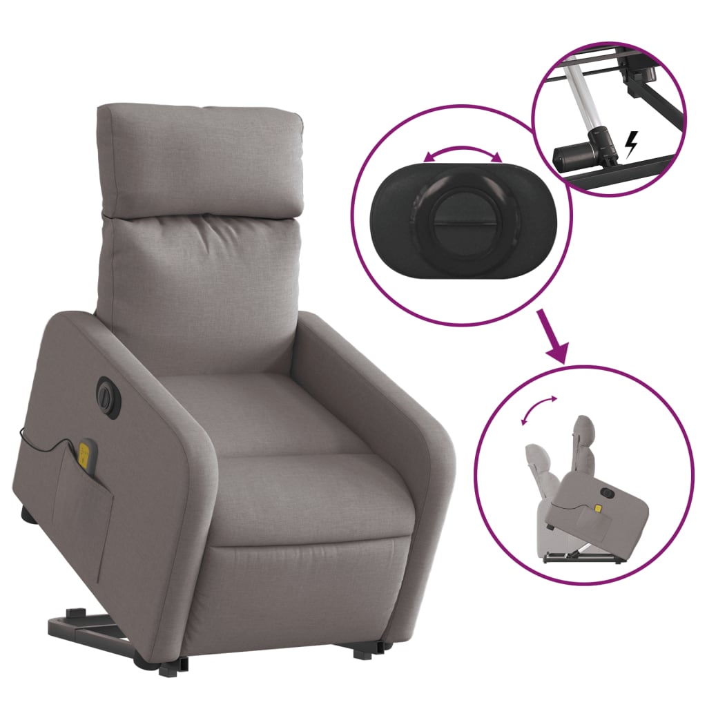 Sta-op-massagestoel elektrisch verstelbaar stof taupe is nu te koop bij PeponiXL, paradijselijk wonen!