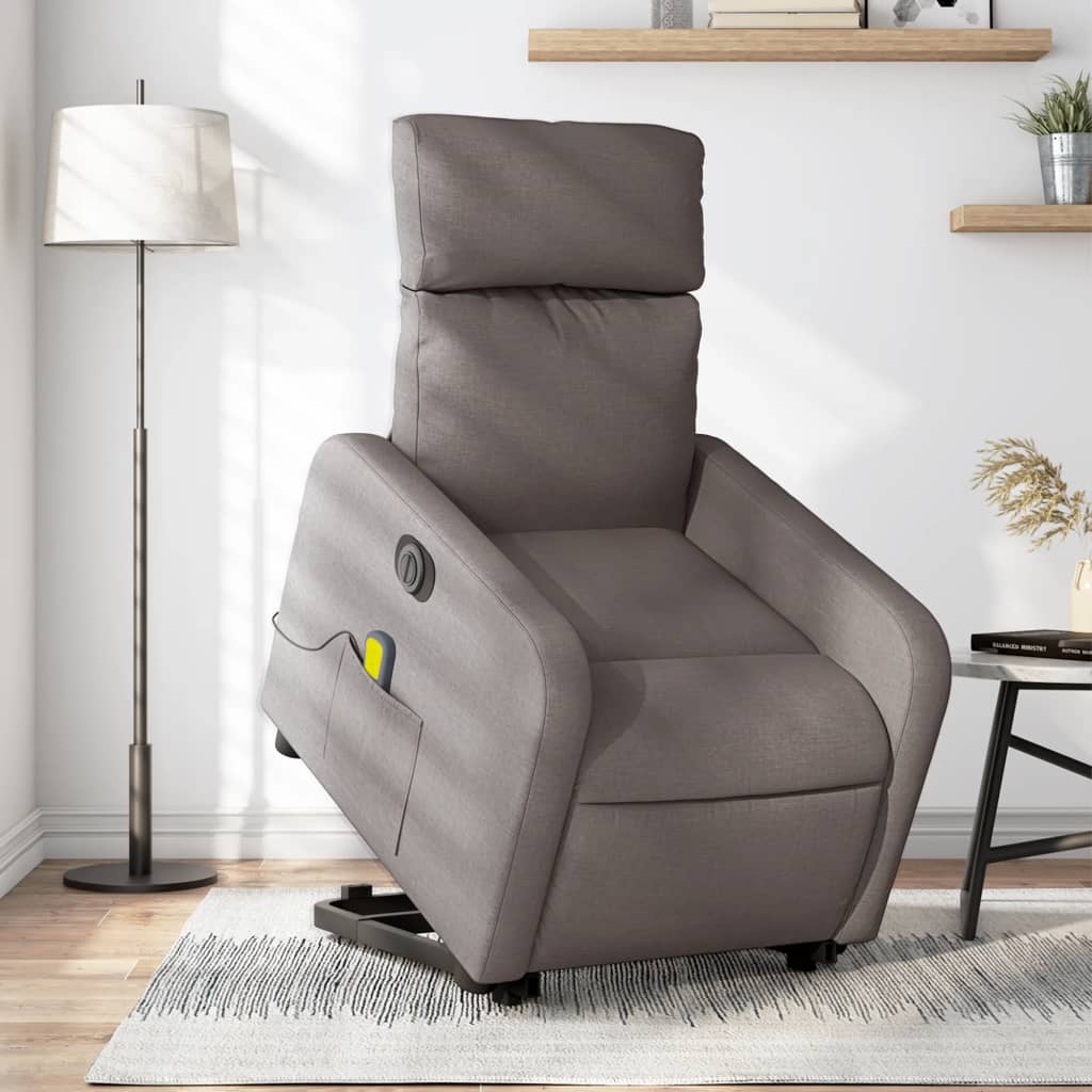 Sta-op-massagestoel elektrisch verstelbaar stof taupe is nu te koop bij PeponiXL, paradijselijk wonen!