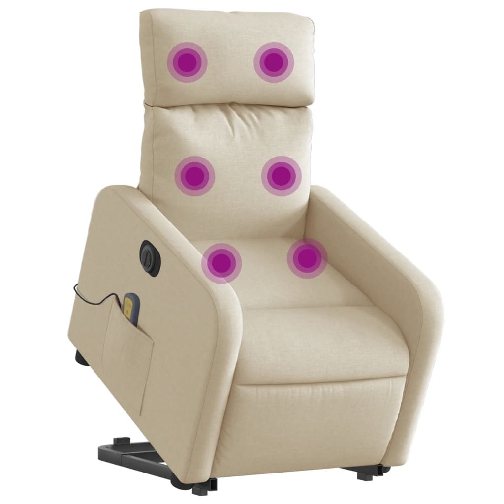 Sta-op-massagestoel elektrisch verstelbaar stof crèmekleurig is nu te koop bij PeponiXL, paradijselijk wonen!