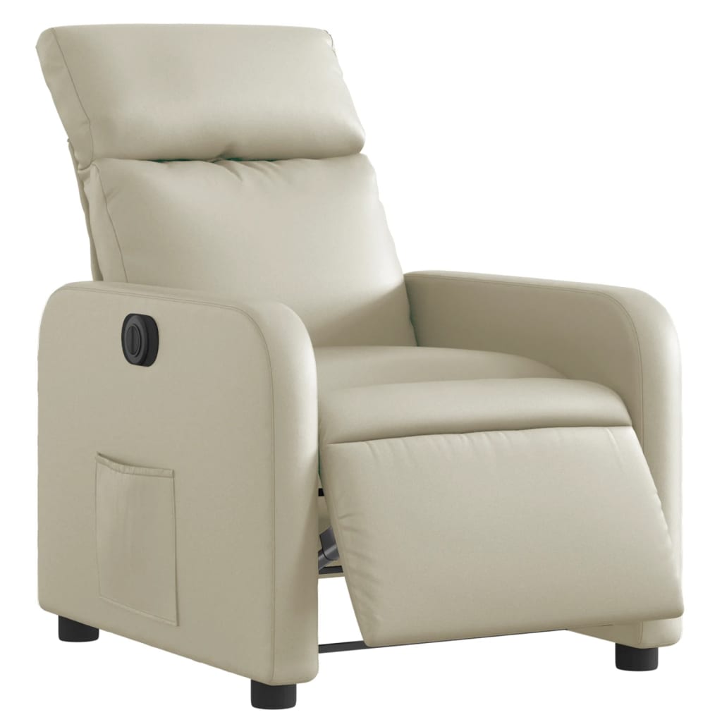 Fauteuil elektrisch verstelbaar kunstleer crèmekleurig is nu te koop bij PeponiXL, paradijselijk wonen!
