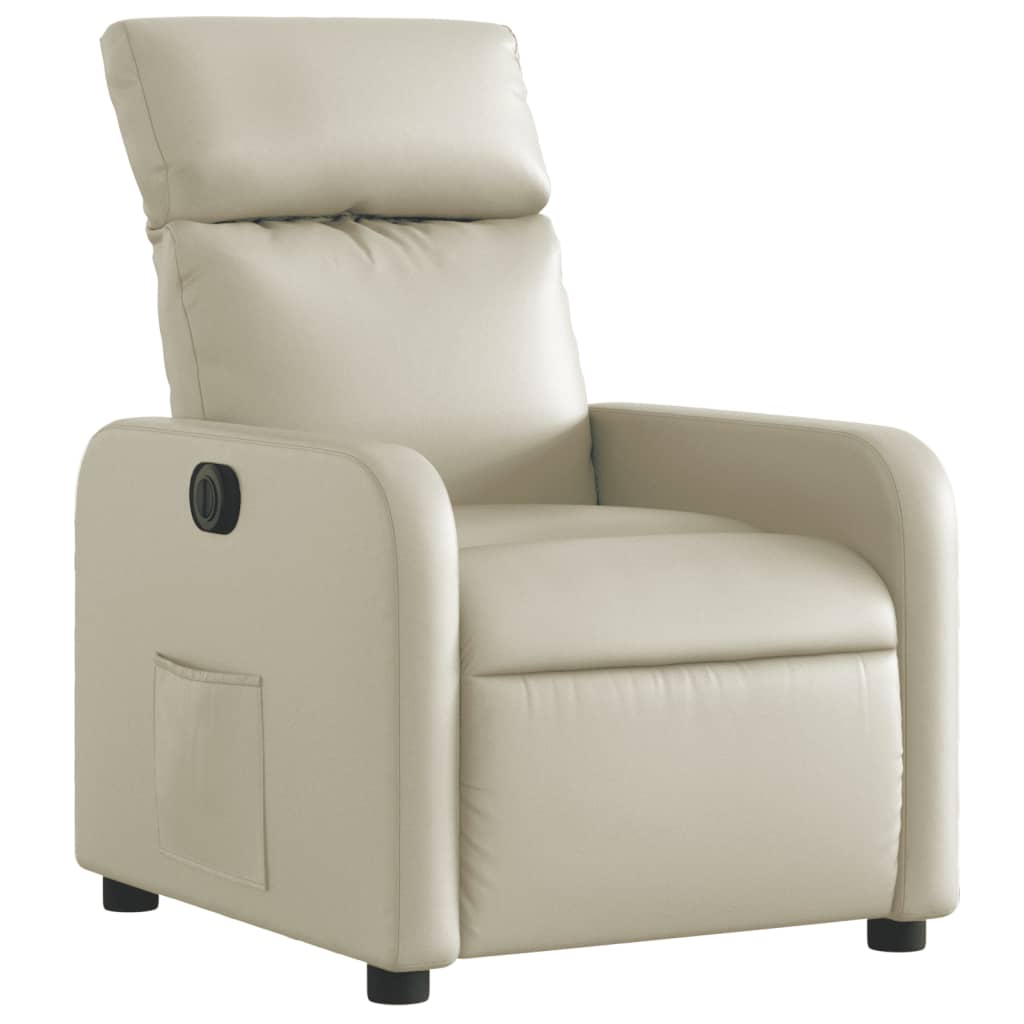 Fauteuil elektrisch verstelbaar kunstleer crèmekleurig is nu te koop bij PeponiXL, paradijselijk wonen!