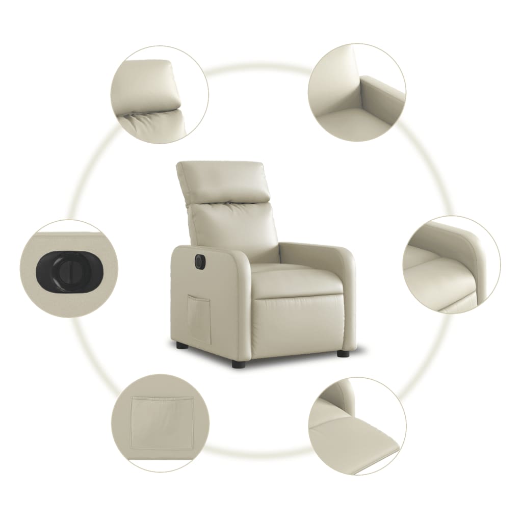 Fauteuil elektrisch verstelbaar kunstleer crèmekleurig is nu te koop bij PeponiXL, paradijselijk wonen!