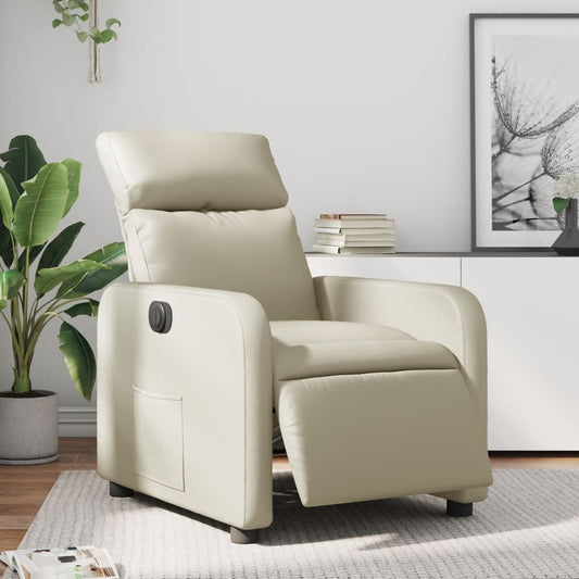 Fauteuil elektrisch verstelbaar kunstleer crèmekleurig is nu te koop bij PeponiXL, paradijselijk wonen!