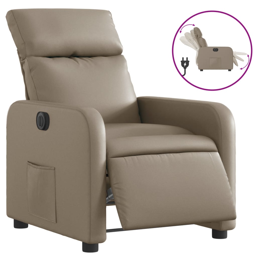 Fauteuil verstelbaar elektrisch kunstleer cappuccinokleurig is nu te koop bij PeponiXL, paradijselijk wonen!