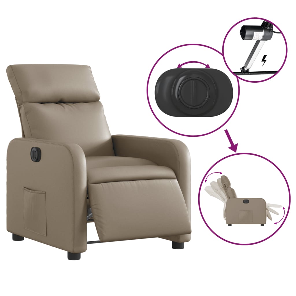 Fauteuil verstelbaar elektrisch kunstleer cappuccinokleurig is nu te koop bij PeponiXL, paradijselijk wonen!
