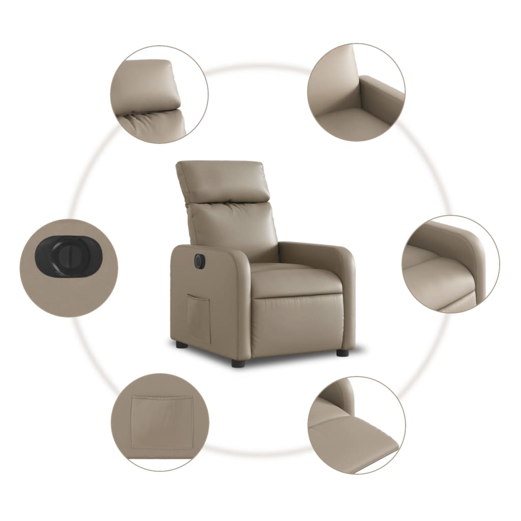 Fauteuil verstelbaar elektrisch kunstleer cappuccinokleurig is nu te koop bij PeponiXL, paradijselijk wonen!