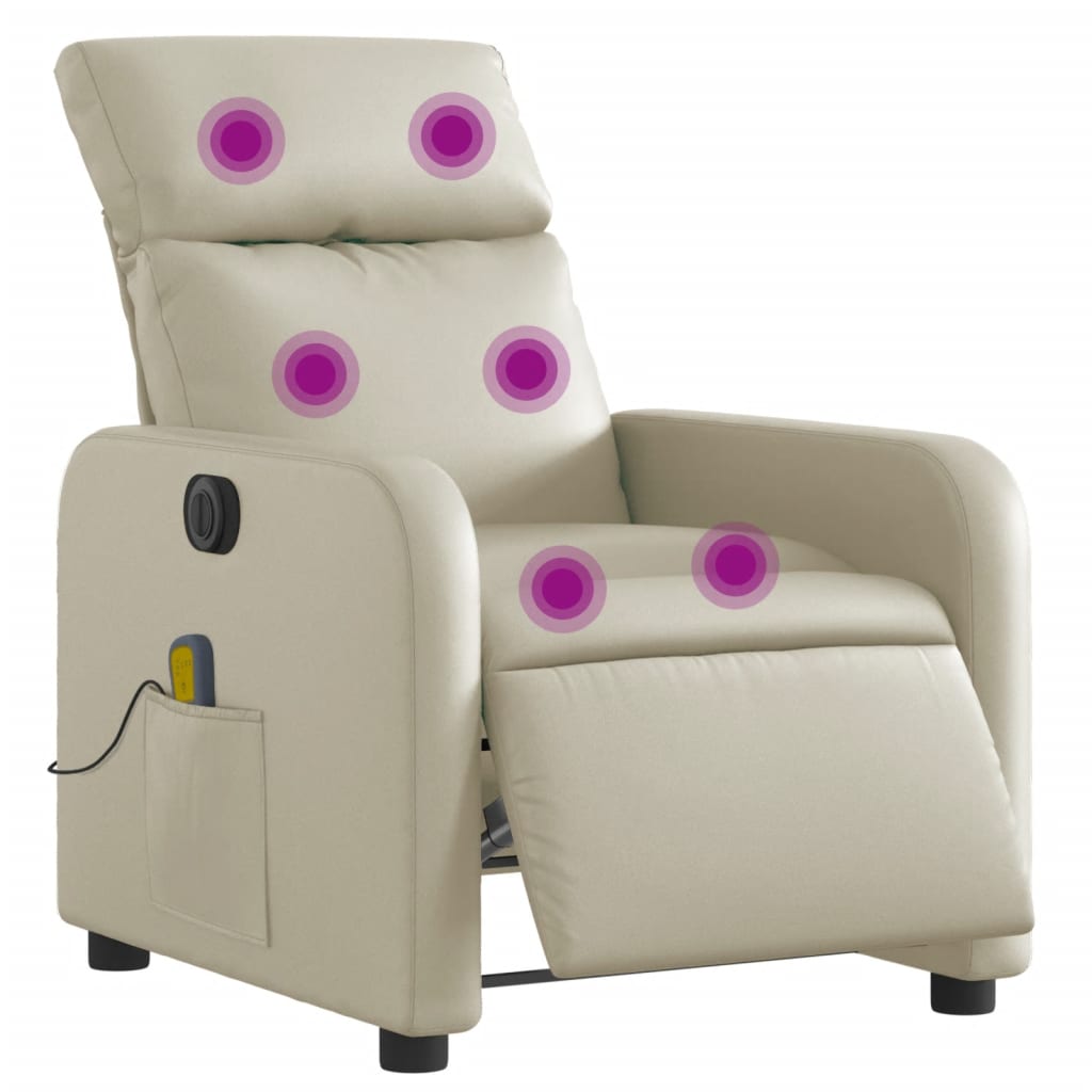 Massagestoel verstelbaar elektrisch kunstleer crèmekleurig is nu te koop bij PeponiXL, paradijselijk wonen!
