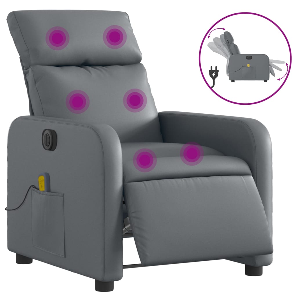 Massagestoel verstelbaar elektrisch kunstleer grijs is nu te koop bij PeponiXL, paradijselijk wonen!