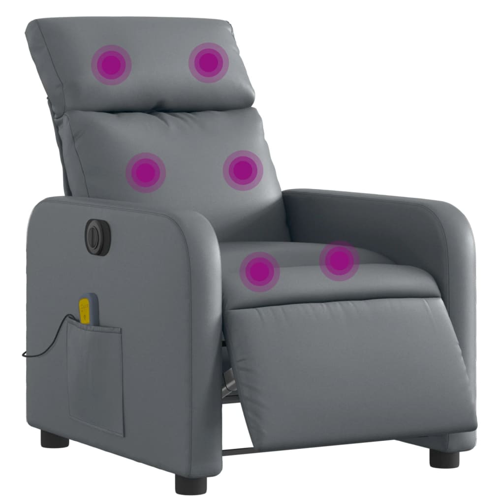Massagestoel verstelbaar elektrisch kunstleer grijs is nu te koop bij PeponiXL, paradijselijk wonen!