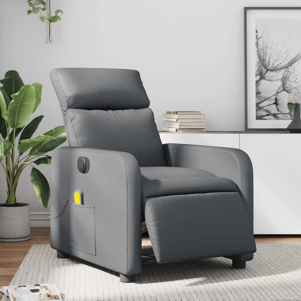 Massagestoel verstelbaar elektrisch kunstleer grijs is nu te koop bij PeponiXL, paradijselijk wonen!