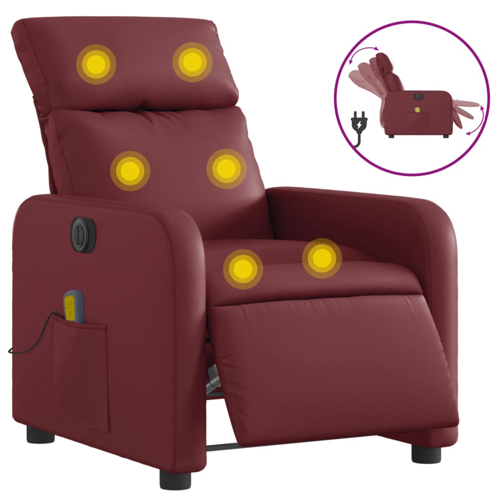 Massagestoel verstelbaar elektrisch kunstleer wijnrood is nu te koop bij PeponiXL, paradijselijk wonen!