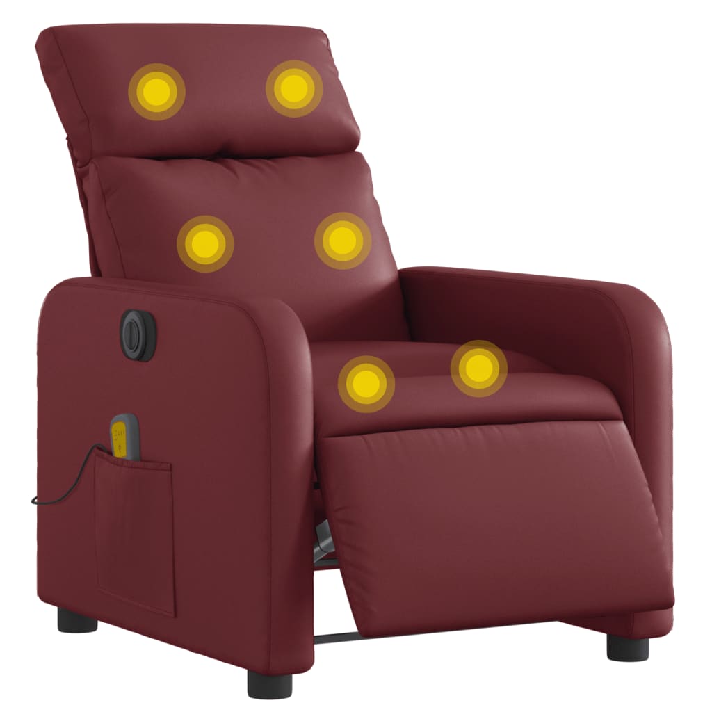 Massagestoel verstelbaar elektrisch kunstleer wijnrood is nu te koop bij PeponiXL, paradijselijk wonen!