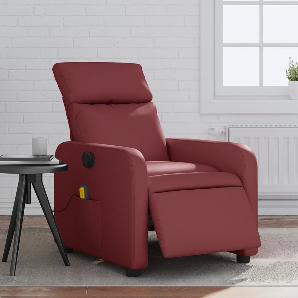 Massagestoel verstelbaar elektrisch kunstleer wijnrood is nu te koop bij PeponiXL, paradijselijk wonen!