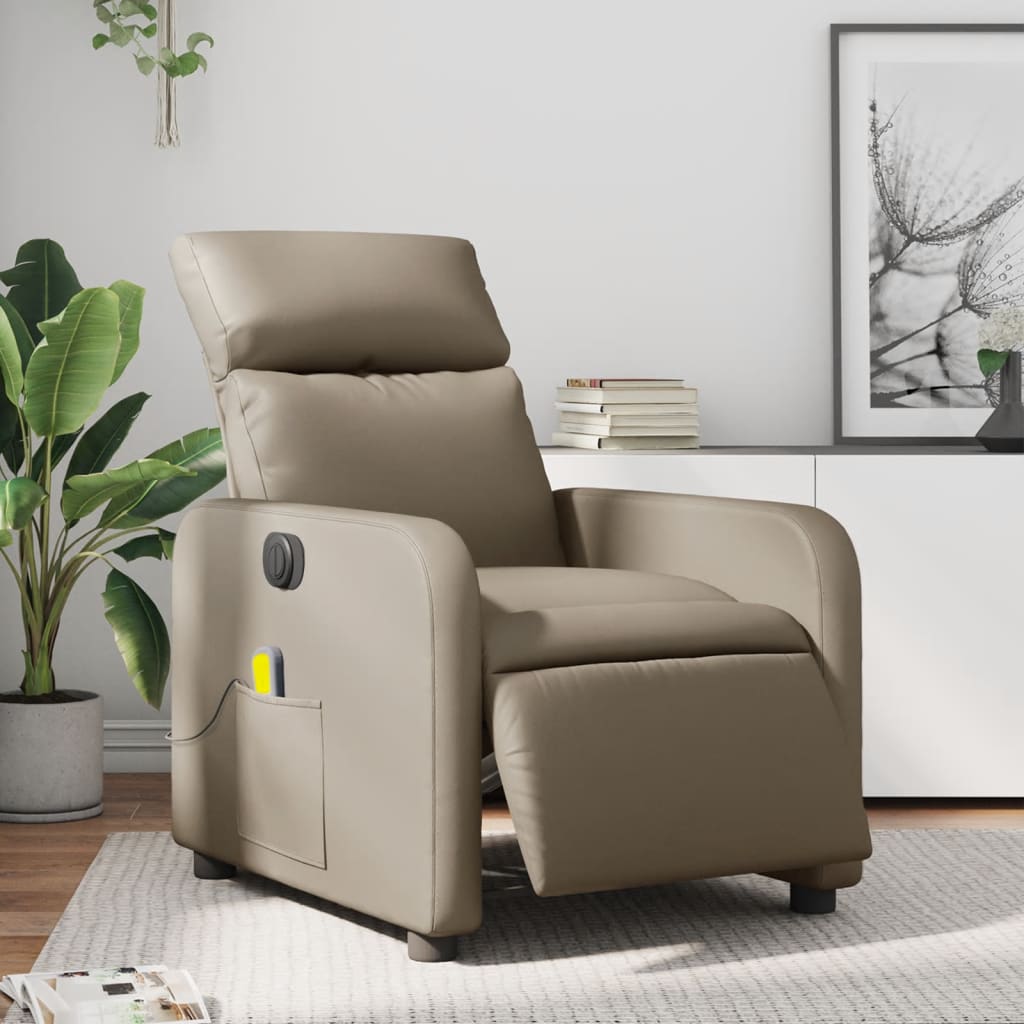 Massagestoel verstelbaar elektrisch kunstleer cappuccinokleurig is nu te koop bij PeponiXL, paradijselijk wonen!