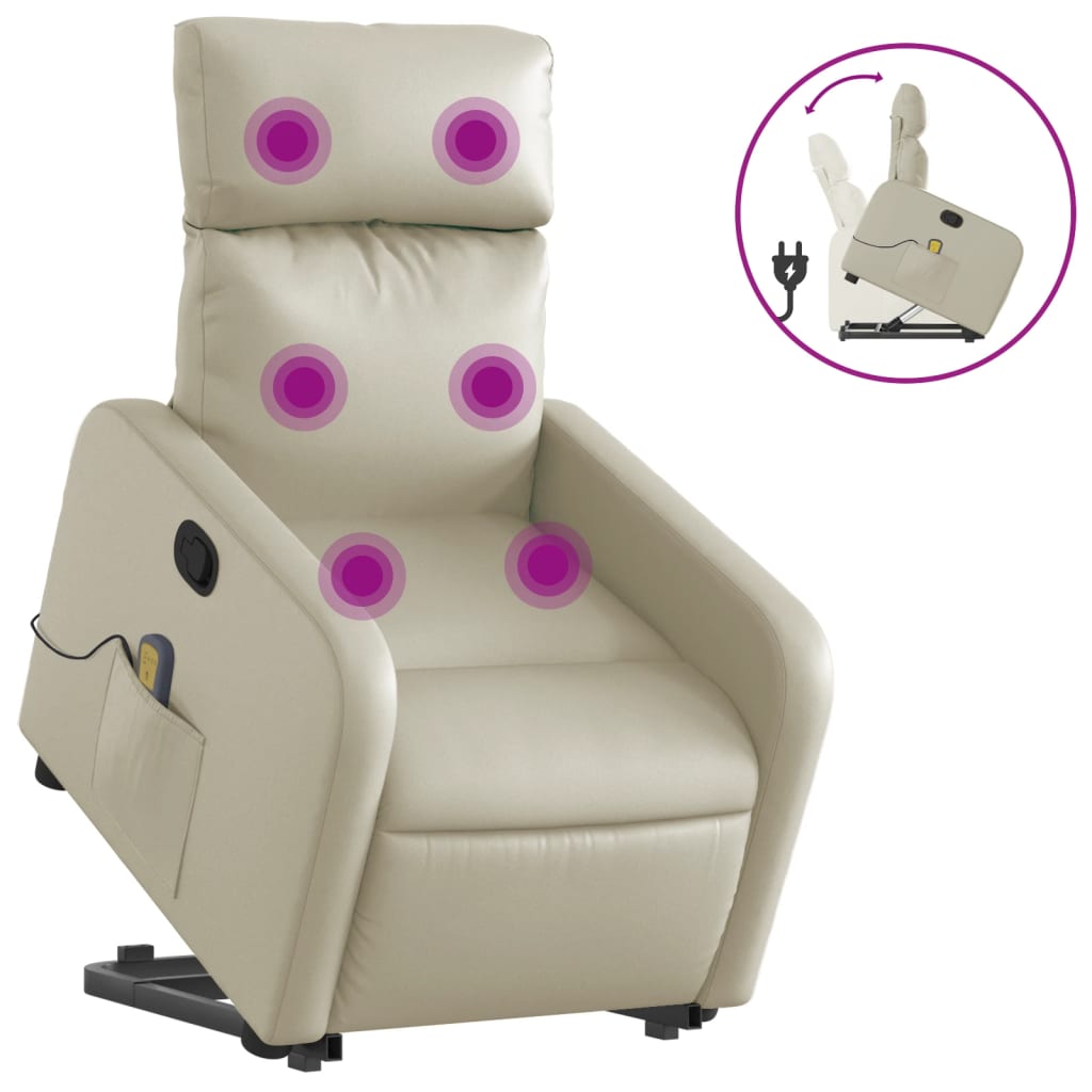 Sta-op-massagestoel verstelbaar kunstleer crèmekleurig is nu te koop bij PeponiXL, paradijselijk wonen!