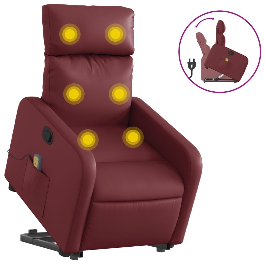 Sta-op-massagestoel verstelbaar kunstleer wijnrood is nu te koop bij PeponiXL, paradijselijk wonen!