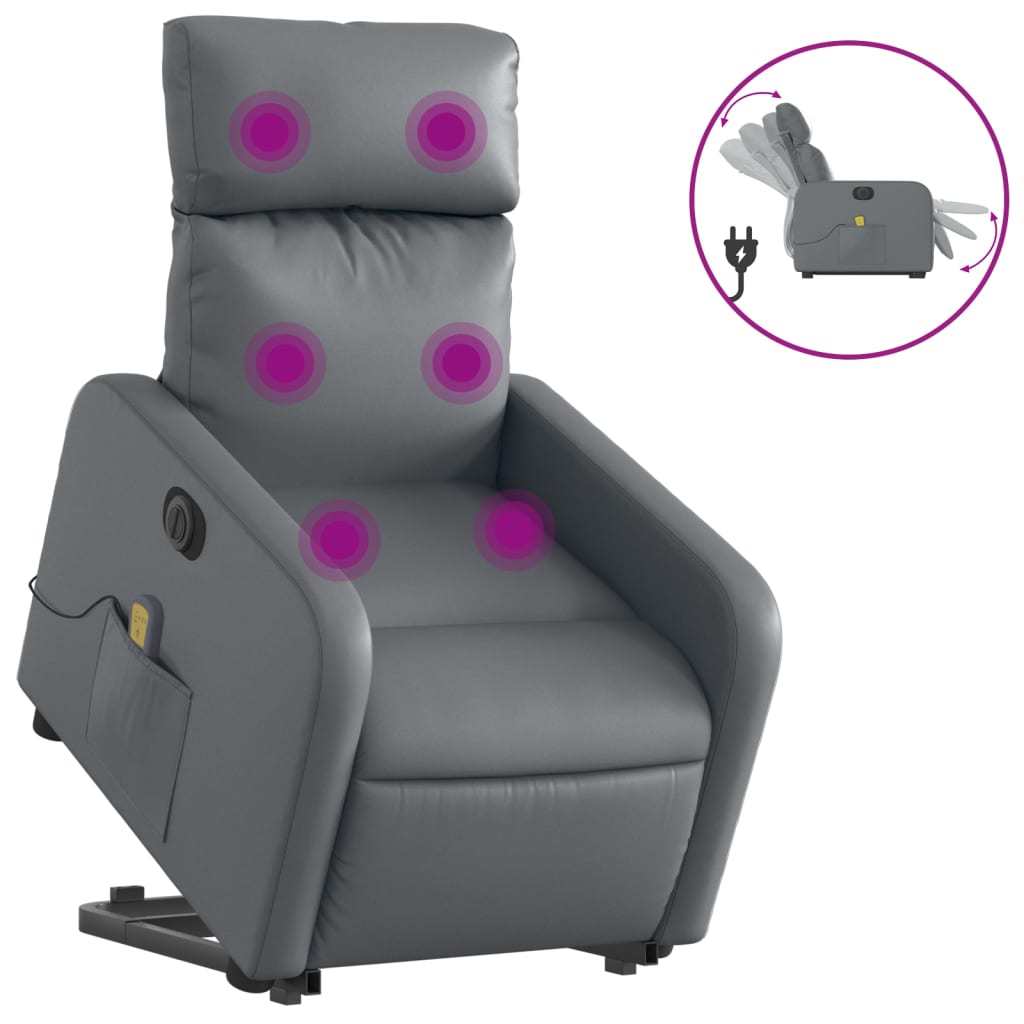 Sta-op-massagestoel elektrisch kunstleer grijs is nu te koop bij PeponiXL, paradijselijk wonen!