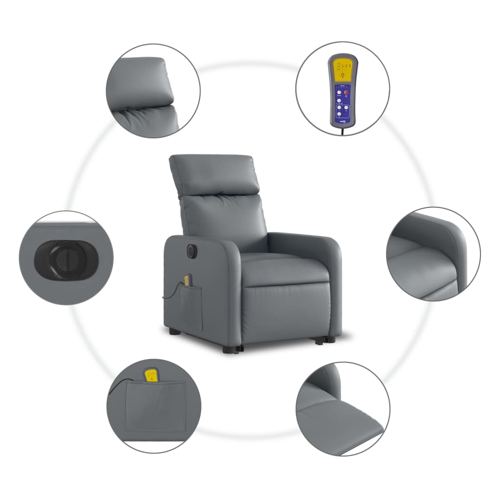 Sta-op-massagestoel elektrisch kunstleer grijs is nu te koop bij PeponiXL, paradijselijk wonen!