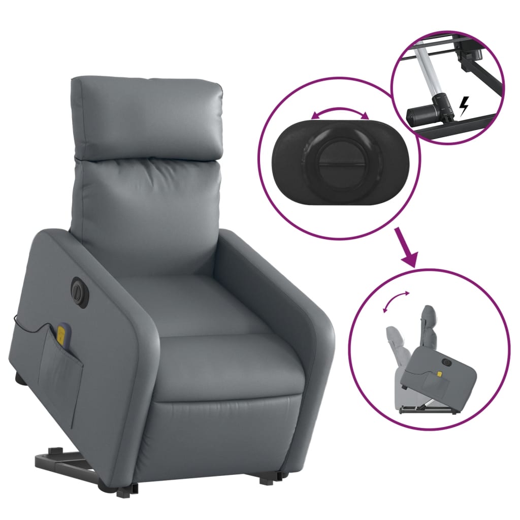 Sta-op-massagestoel elektrisch kunstleer grijs is nu te koop bij PeponiXL, paradijselijk wonen!