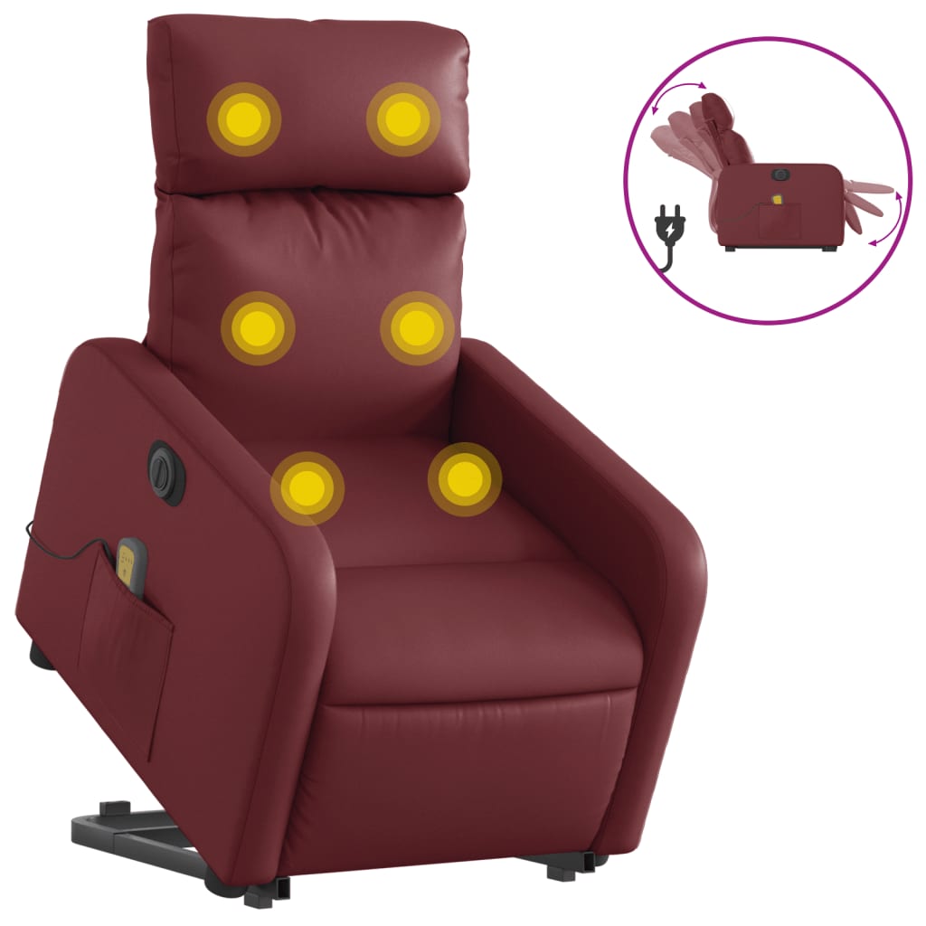 Sta-op-massagestoel elektrisch kunstleer wijnrood is nu te koop bij PeponiXL, paradijselijk wonen!