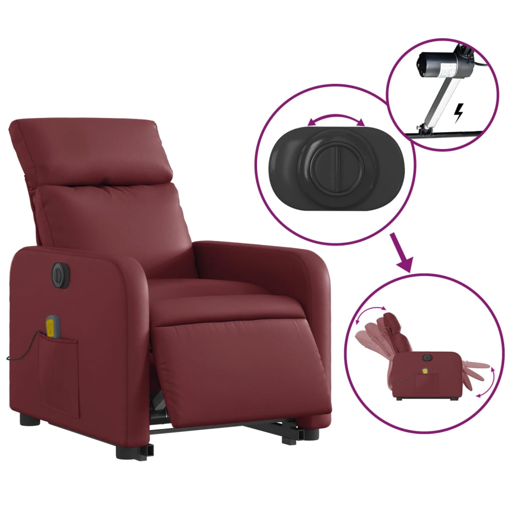 Sta-op-massagestoel elektrisch kunstleer wijnrood is nu te koop bij PeponiXL, paradijselijk wonen!