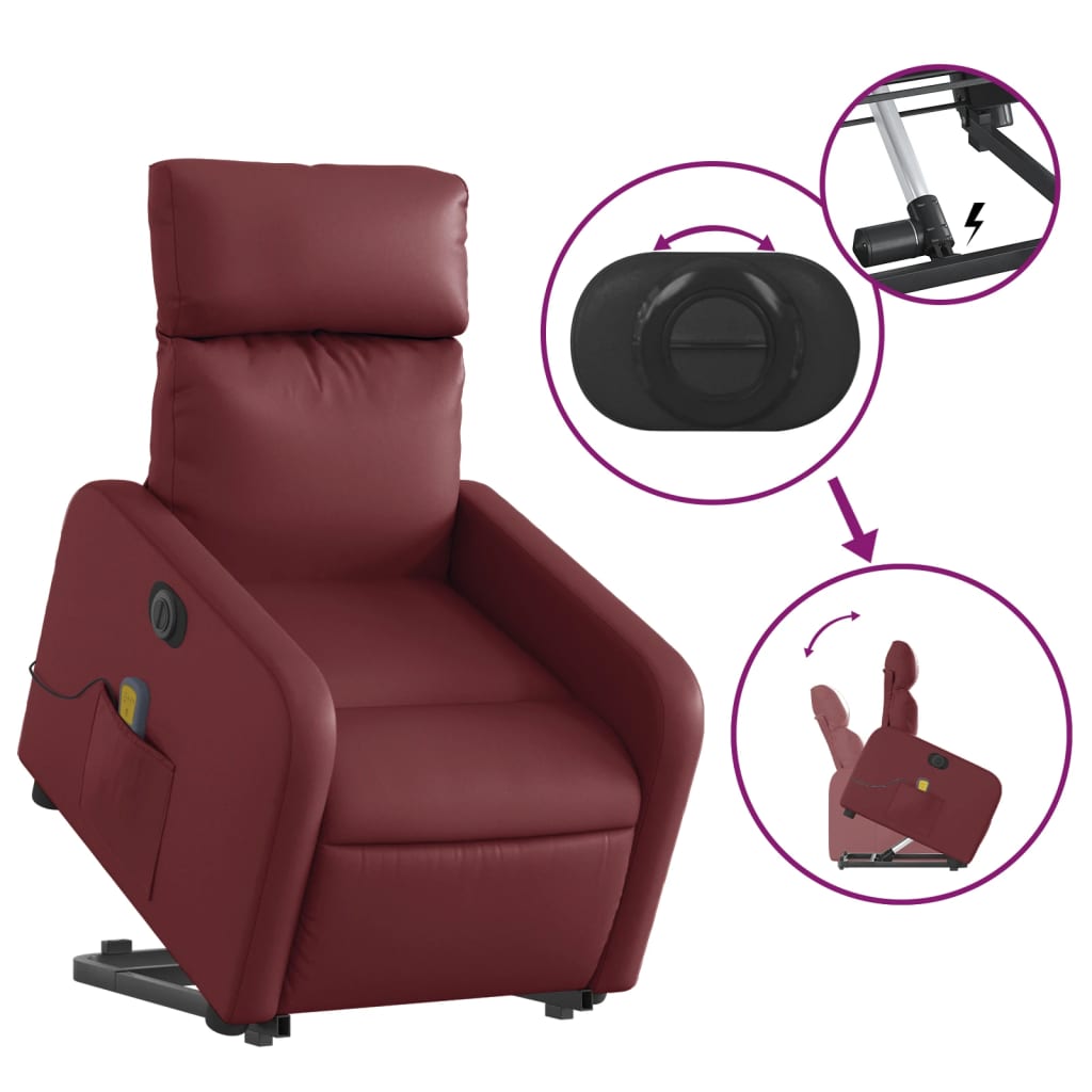 Sta-op-massagestoel elektrisch kunstleer wijnrood is nu te koop bij PeponiXL, paradijselijk wonen!
