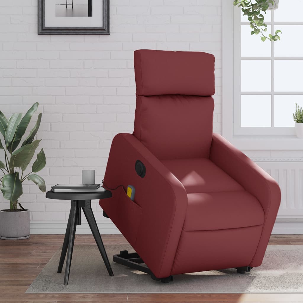 Sta-op-massagestoel elektrisch kunstleer wijnrood is nu te koop bij PeponiXL, paradijselijk wonen!