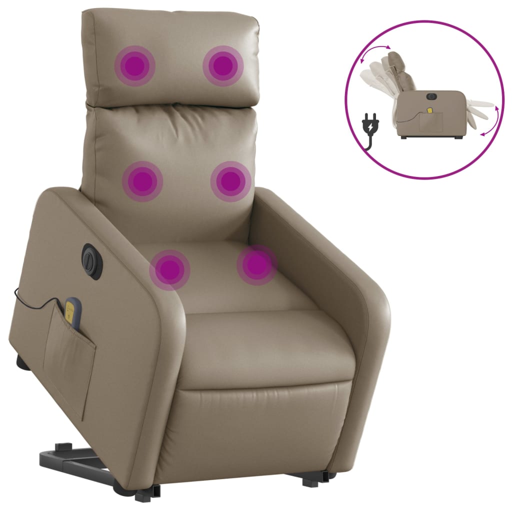 Sta-op-massagestoel elektrisch kunstleer cappuccinokleurig is nu te koop bij PeponiXL, paradijselijk wonen!