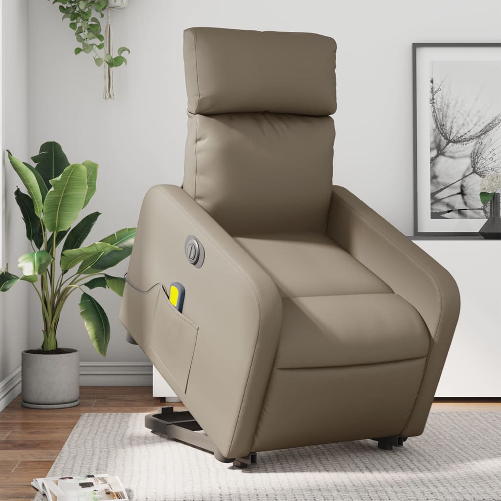 Sta-op-massagestoel elektrisch kunstleer cappuccinokleurig is nu te koop bij PeponiXL, paradijselijk wonen!