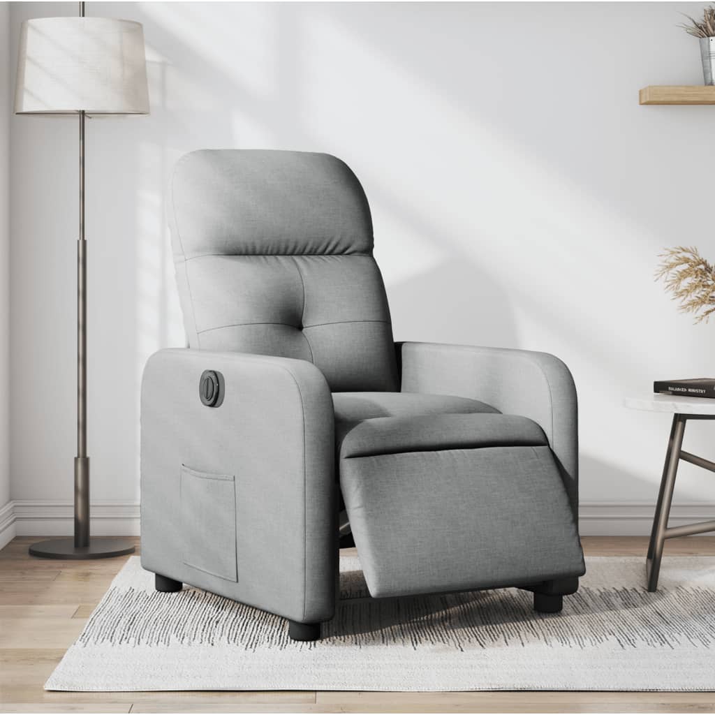 Fauteuil elektrisch verstelbaar stof lichtgrijs is nu te koop bij PeponiXL, paradijselijk wonen!