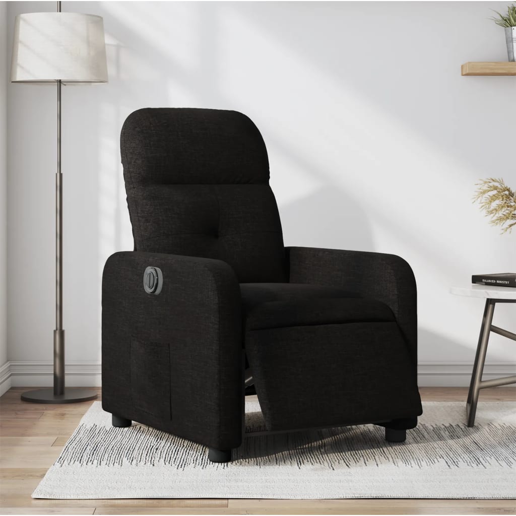 Fauteuil verstelbaar elektrisch stof zwart is nu te koop bij PeponiXL, paradijselijk wonen!