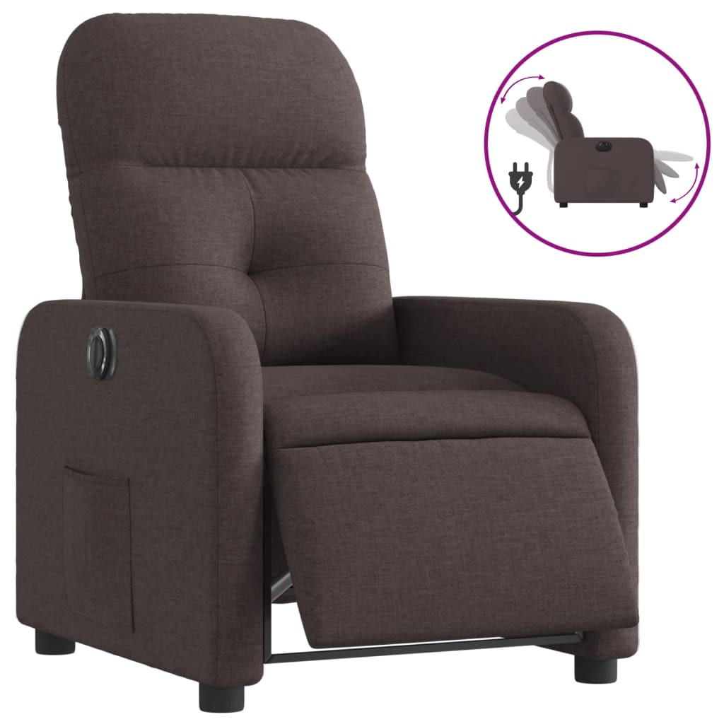 Fauteuil verstelbaar elektrisch stof donkerbruin is nu te koop bij PeponiXL, paradijselijk wonen!