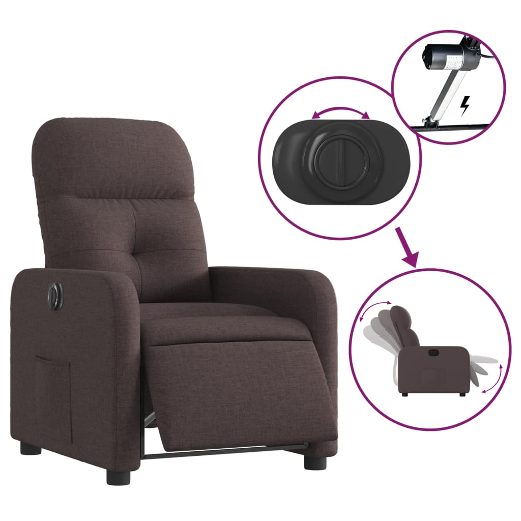 Fauteuil verstelbaar elektrisch stof donkerbruin is nu te koop bij PeponiXL, paradijselijk wonen!