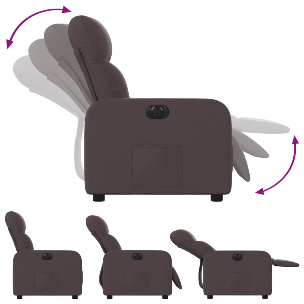 Fauteuil verstelbaar elektrisch stof donkerbruin is nu te koop bij PeponiXL, paradijselijk wonen!