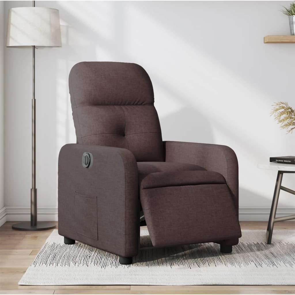 Fauteuil verstelbaar elektrisch stof donkerbruin is nu te koop bij PeponiXL, paradijselijk wonen!