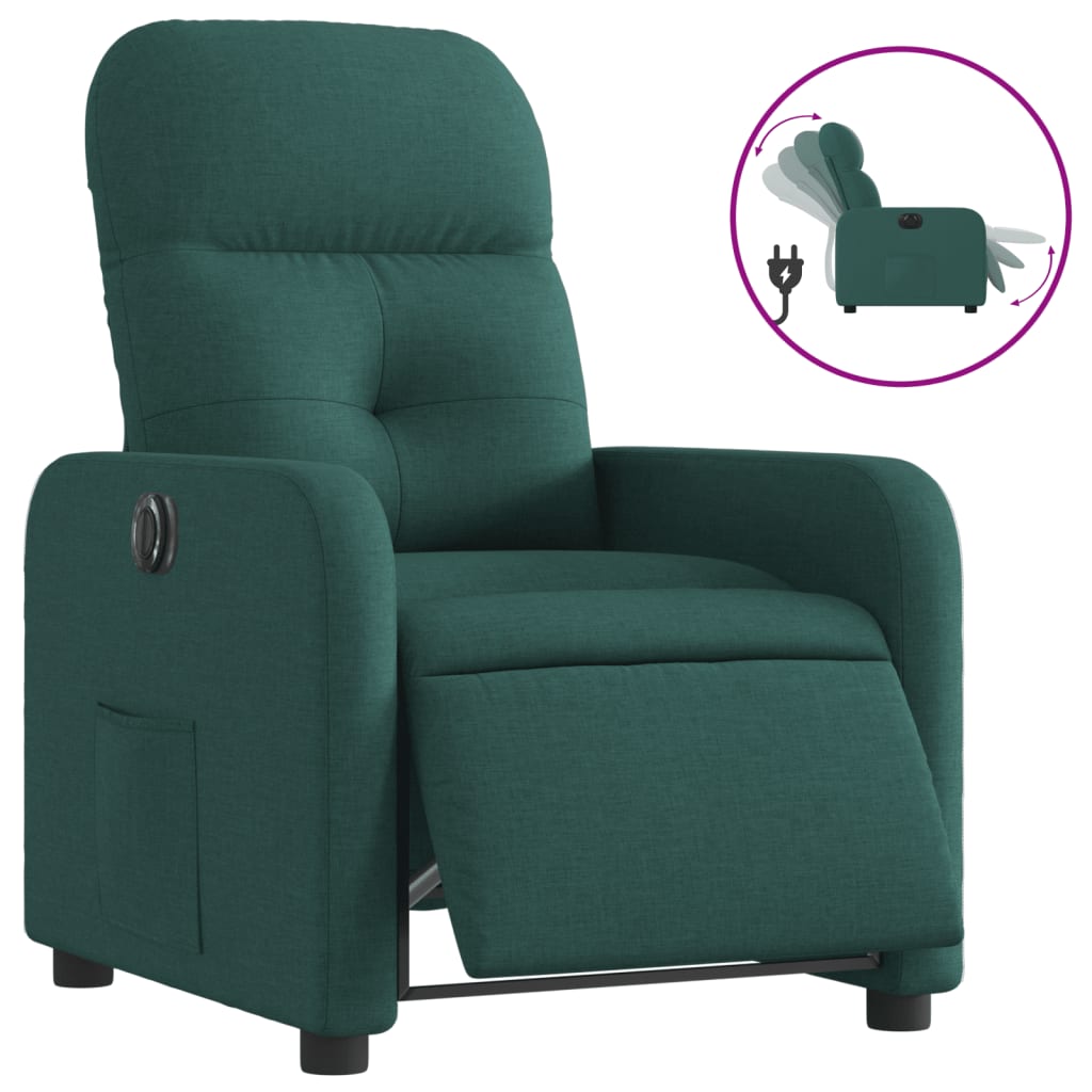 Fauteuil verstelbaar elektrisch stof donkergroen is nu te koop bij PeponiXL, paradijselijk wonen!