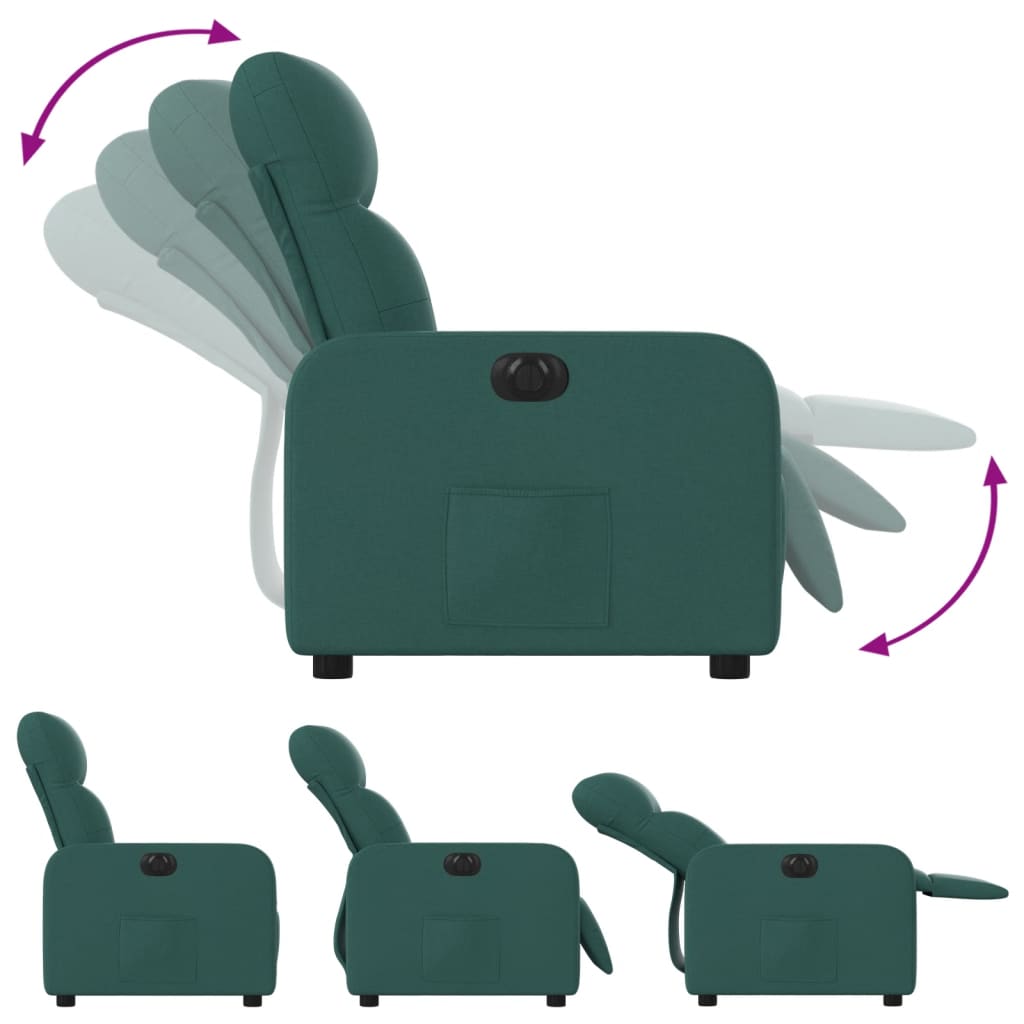 Fauteuil verstelbaar elektrisch stof donkergroen is nu te koop bij PeponiXL, paradijselijk wonen!