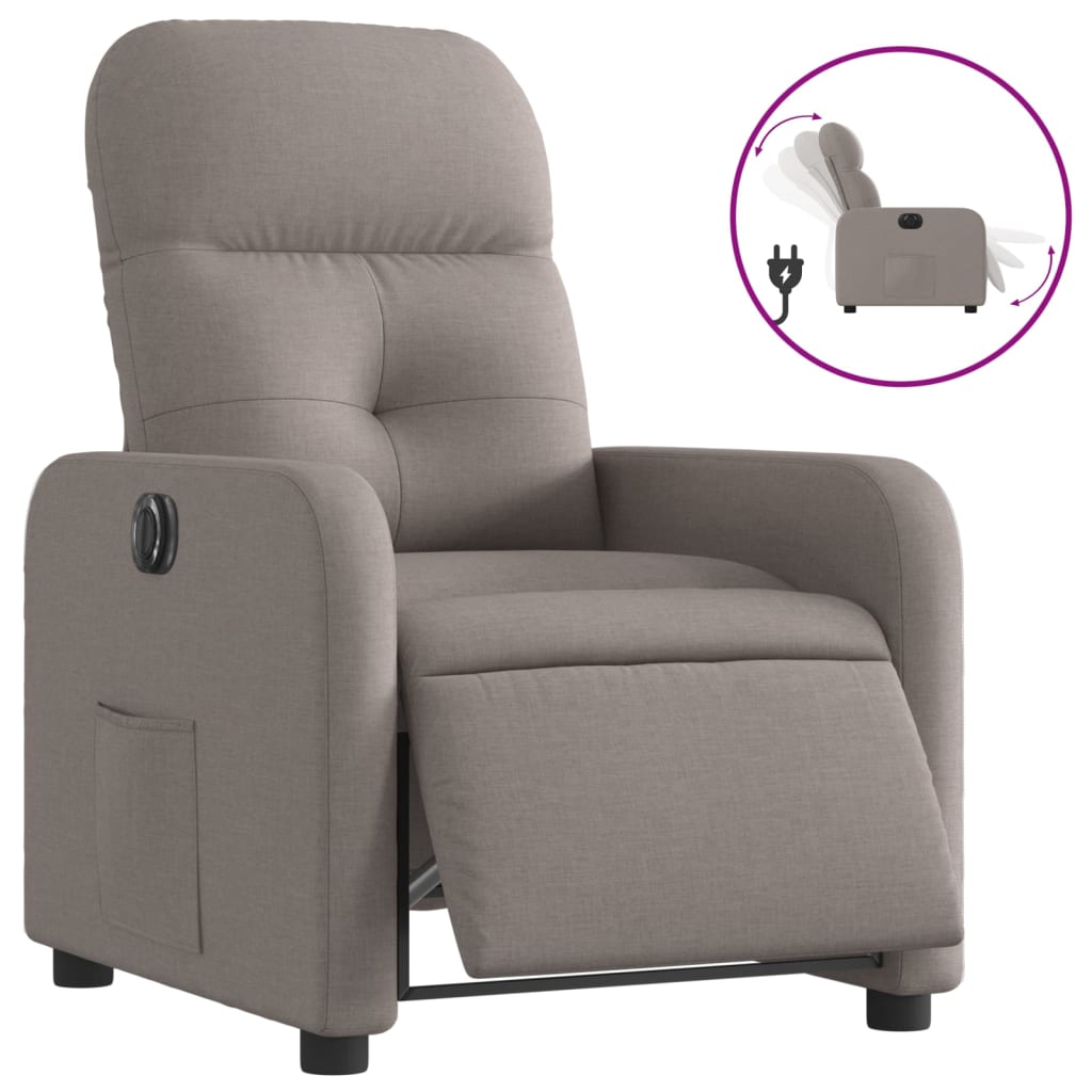 Fauteuil verstelbaar elektrisch stof taupe is nu te koop bij PeponiXL, paradijselijk wonen!