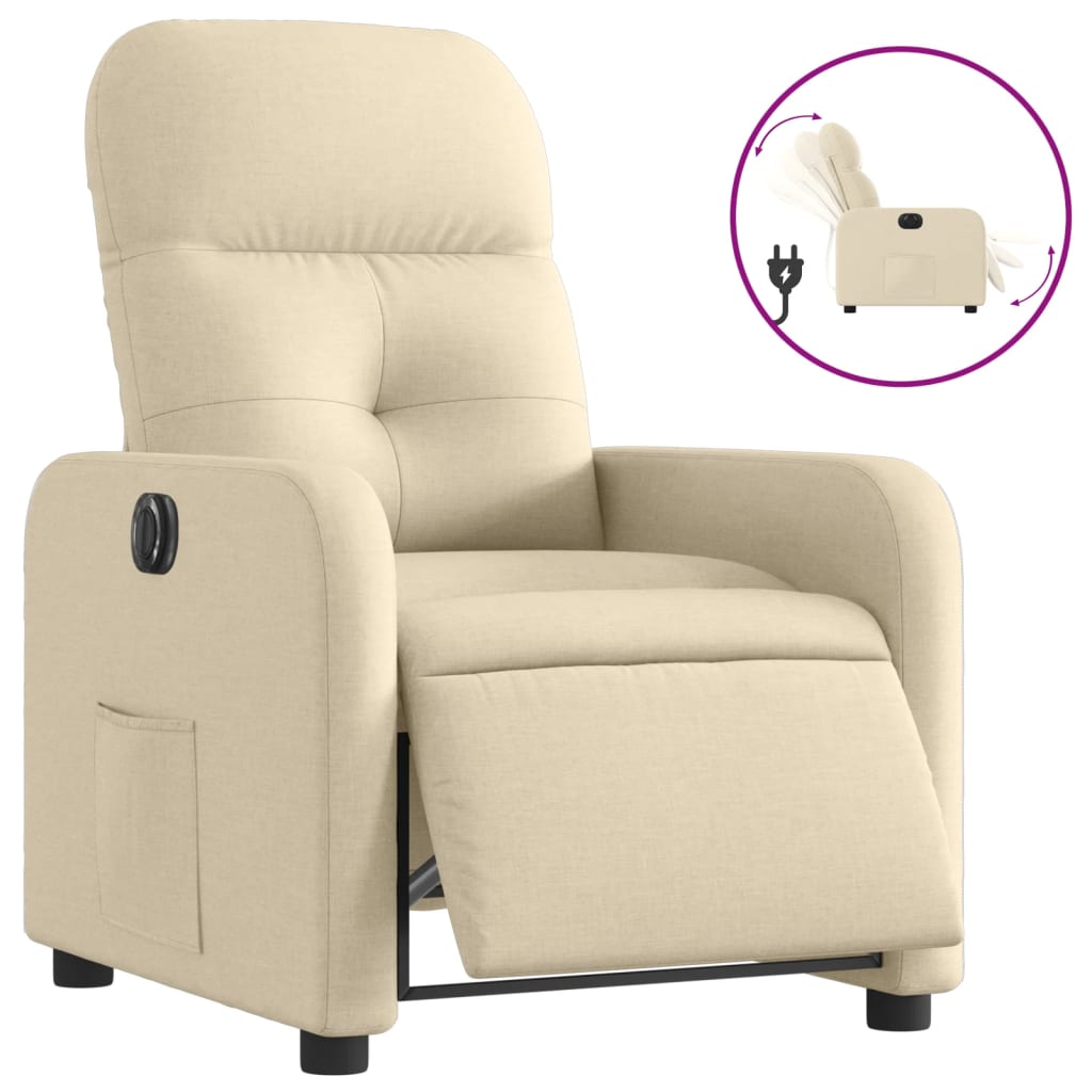 Fauteuil verstelbaar elektrisch stof crèmekleurig is nu te koop bij PeponiXL, paradijselijk wonen!