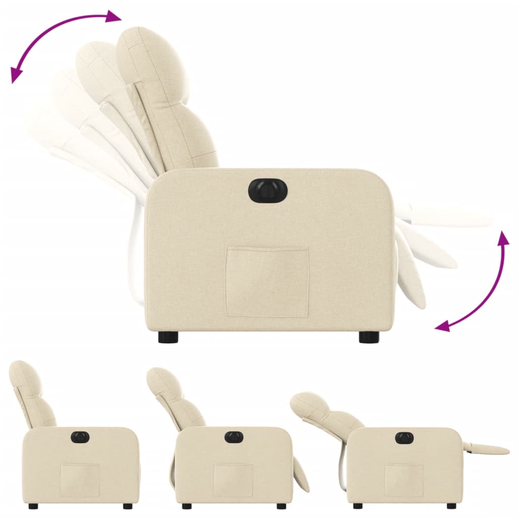 Fauteuil verstelbaar elektrisch stof crèmekleurig is nu te koop bij PeponiXL, paradijselijk wonen!