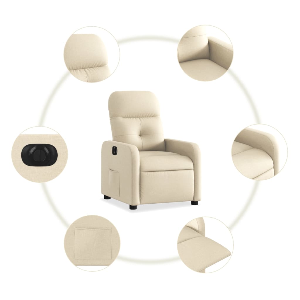 Fauteuil verstelbaar elektrisch stof crèmekleurig is nu te koop bij PeponiXL, paradijselijk wonen!